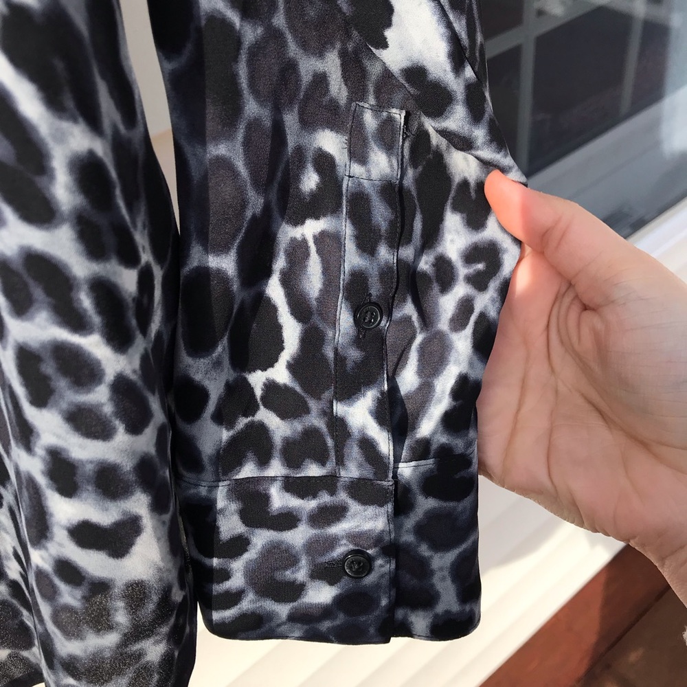 Express Leopard Print Button Down Blouse - image 5